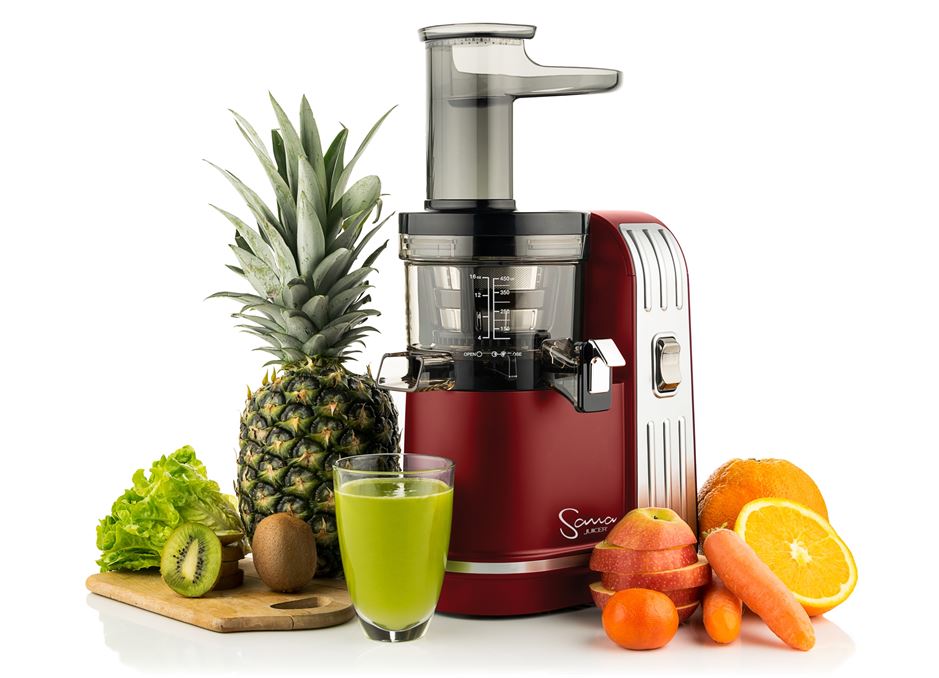 Sana EUJ-828 Vertical Slow Juicer in Red