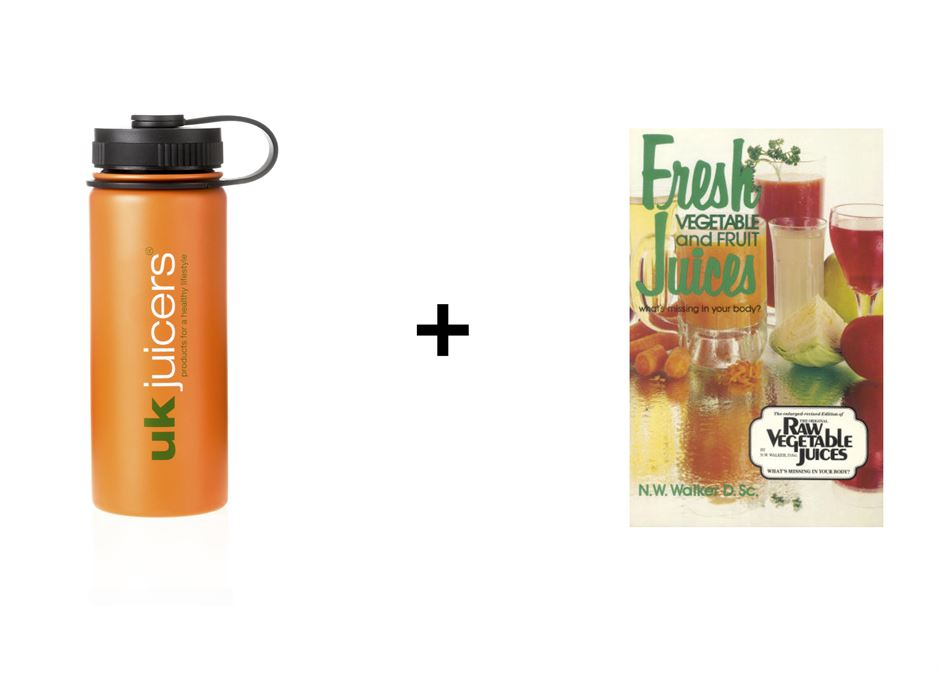 18oz Orange Flask and Fresh Vegetable & Fruit Juices
