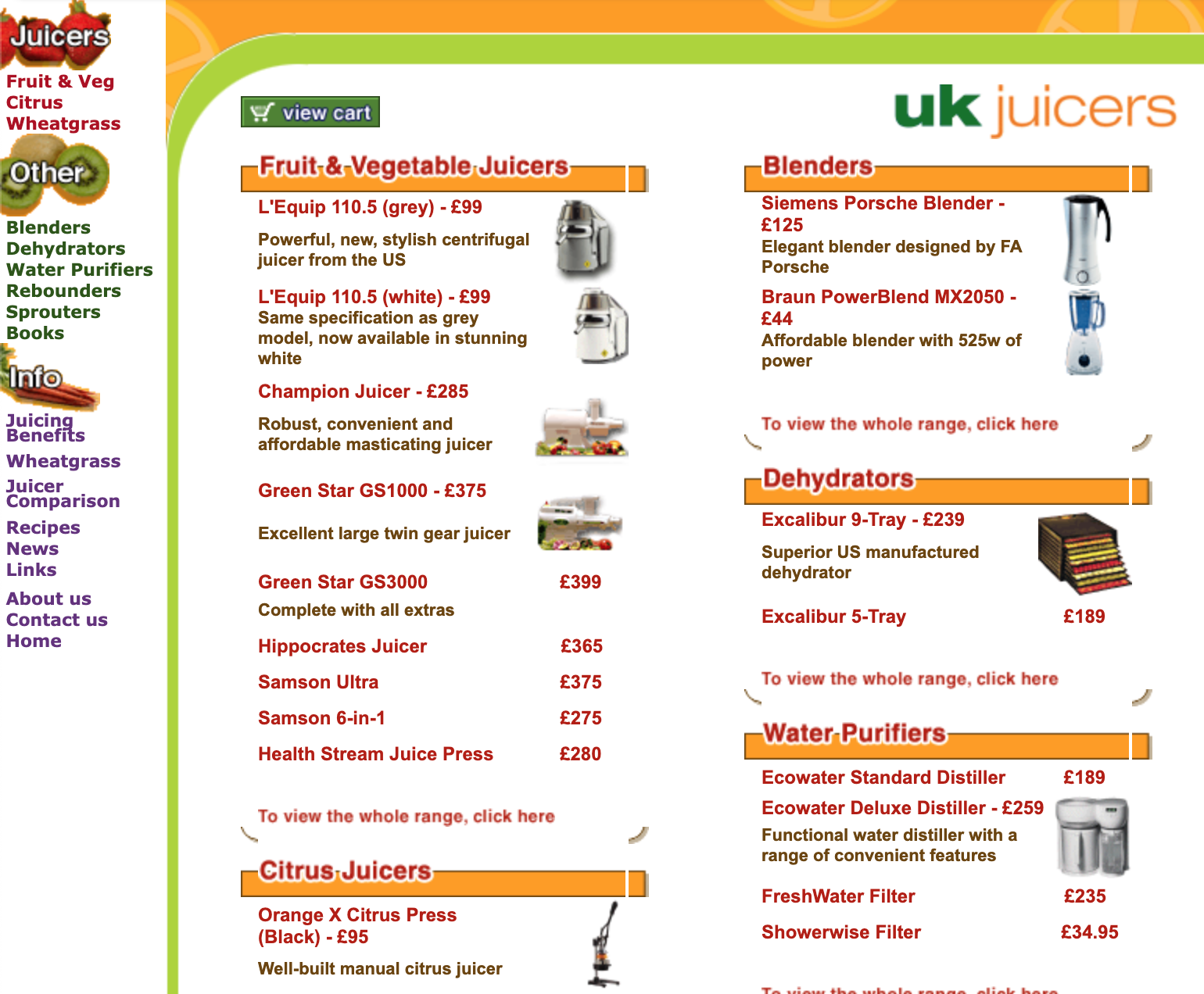 UK Juicers Website, 2002