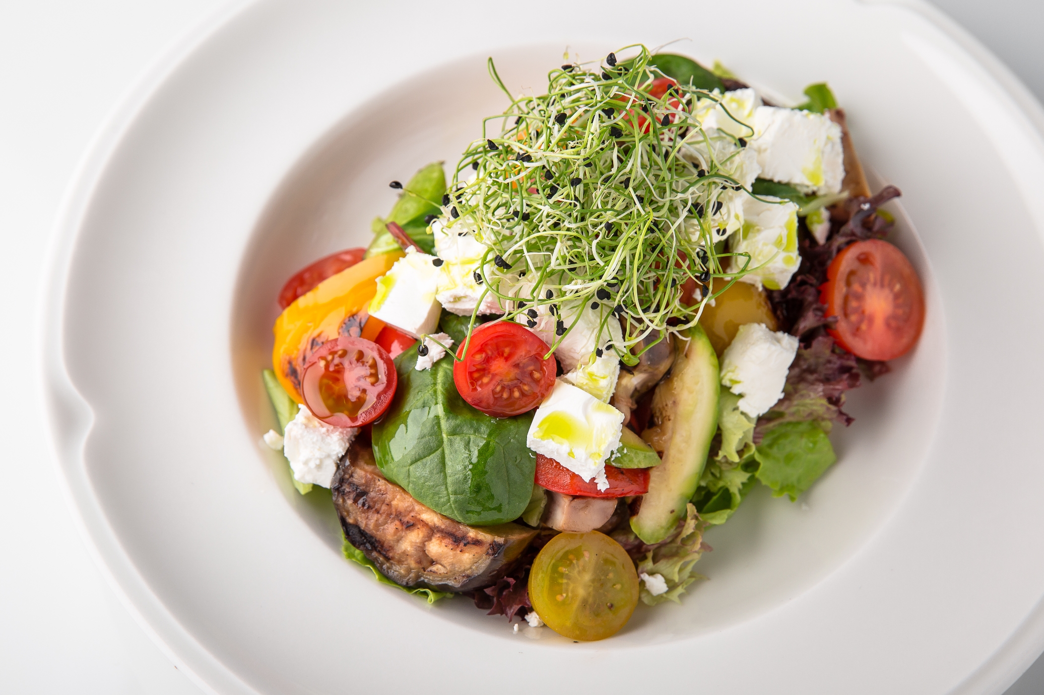 Salad bowl with microgreens