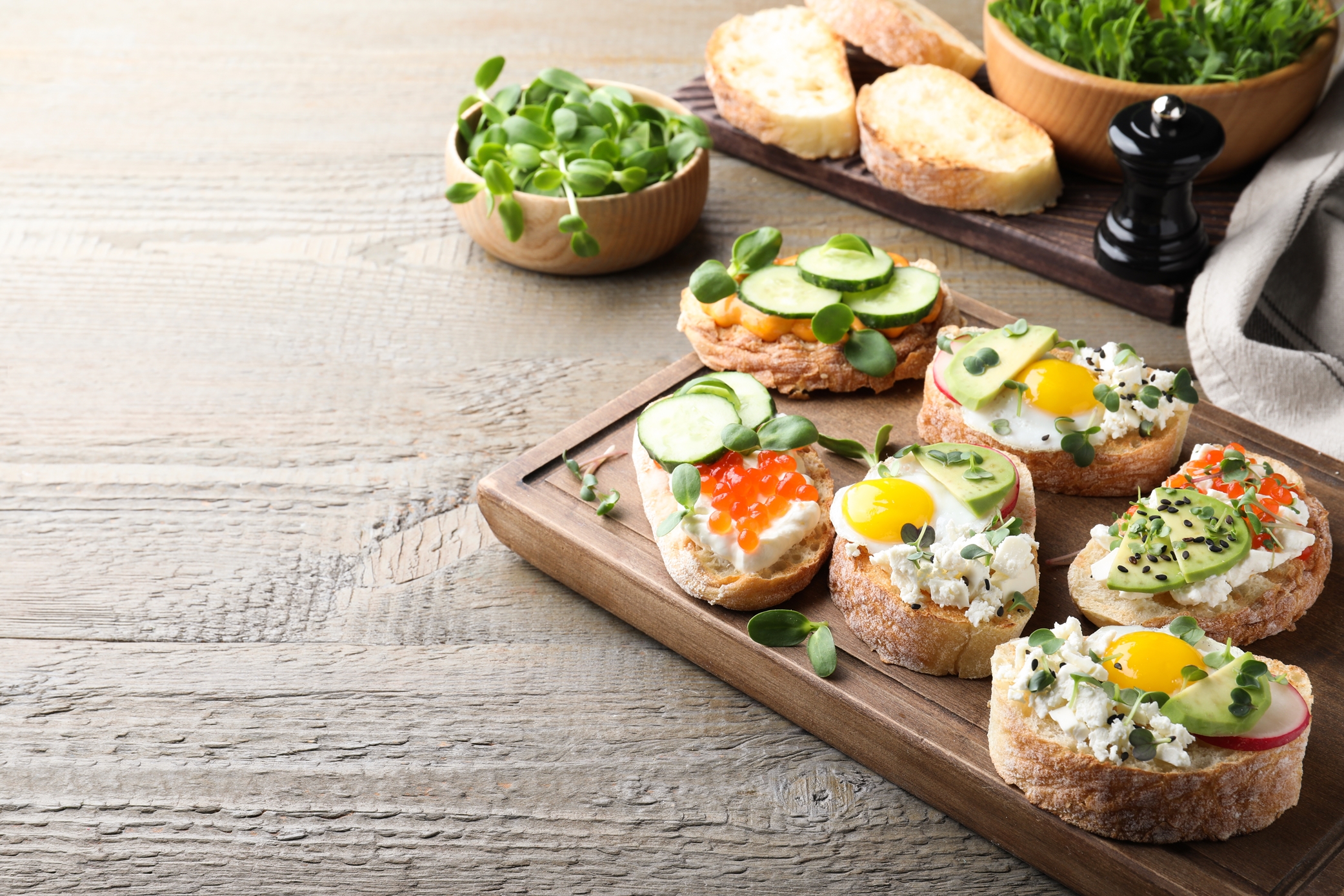 Sandwiches topped with fresh microgreens