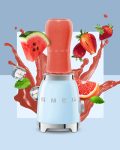 Smeg Compact Personal Blender in Pastel Blue with Fruit